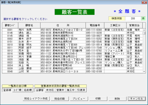 顧客一覧表