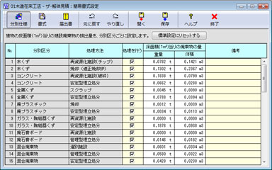 分別仕様画面